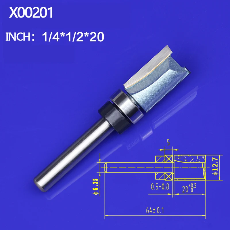Tideway 1 шт. 1/" 1/4" хвостовик заподлицо фреза для деревообработки Вольфрамовая сталь прямое долото с подшипником фреза - Длина режущей кромки: X00201