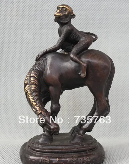 

xiuli 00360 Lucky China Chinese Feng Shui Bronze Zodiac Year Wealth Monkey On Horse Statue