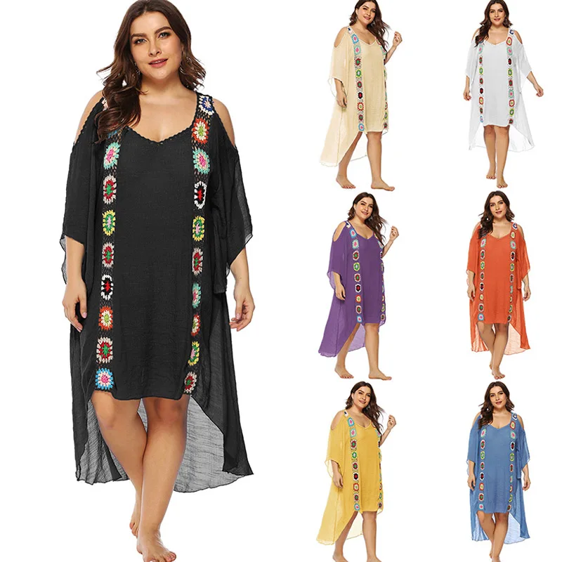 

Sexy Rosegal Plus Size Beach Cover Up Dress Bikini Swimsuit Bathing Suit Cover Ups Robe De Plage Beach Wear Large Size Swimwear
