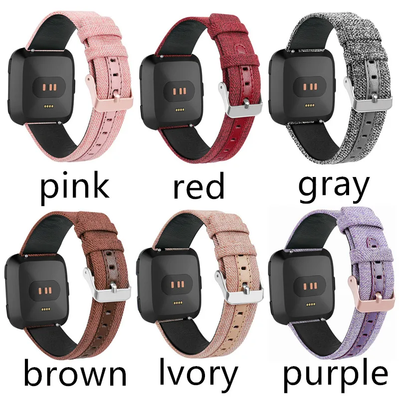 

Nylon Denim Canvas Strap for Fit Fitbit Versa Smart Watch Casual Nylon Denim Canvas Leather Strap Wrist Strap