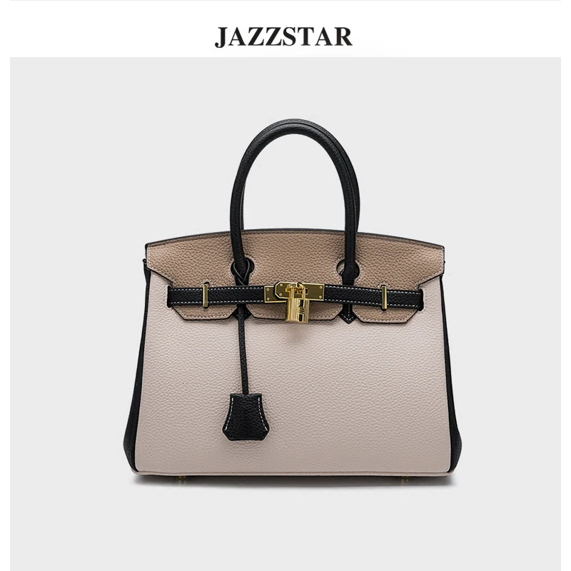 

Jazzstar bag female 2018 new wave Korean version of the wild hit color platinum bag leather Kelly bag shoulder slung portable ba