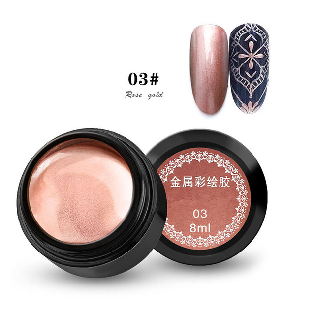 Effect Nail Gel Rose Gold Silver UV LED Draw Painting Stamping Nail Art Color Gel Polish Manicure Long Lasting Gel Vernish