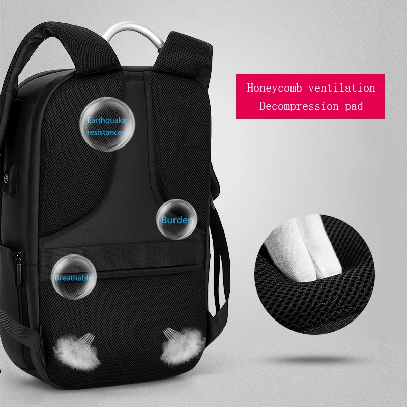 FRN Laptop Backpack 15.6 inch Men's Travel Bags 2019 Multifunction Rucksack Waterproof Oxford Black Computer Backpacks For Men