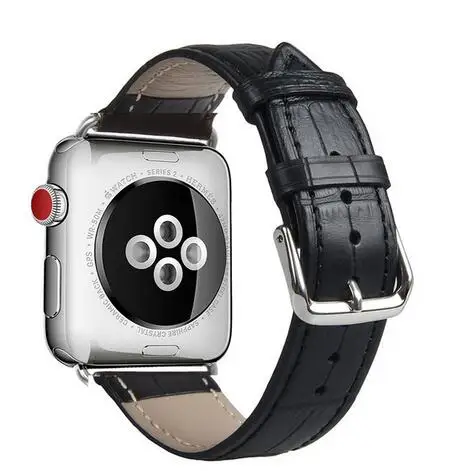 Genuine Leather Strap for iwatch for Apple Watch band Double Tour Extra Long 38mm 42mm 40mm 44mm for iwatch Series 4 2 3 1 belt - Band Color: crocodile-black