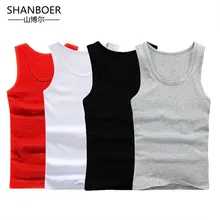 Новинка, Мужская Облегающая майка для фитнеса, эластичная, повседневная, с круглым вырезом, дышащая, типа H, из чистого хлопка, однотонная, Мужская Нижняя Майка, Майки