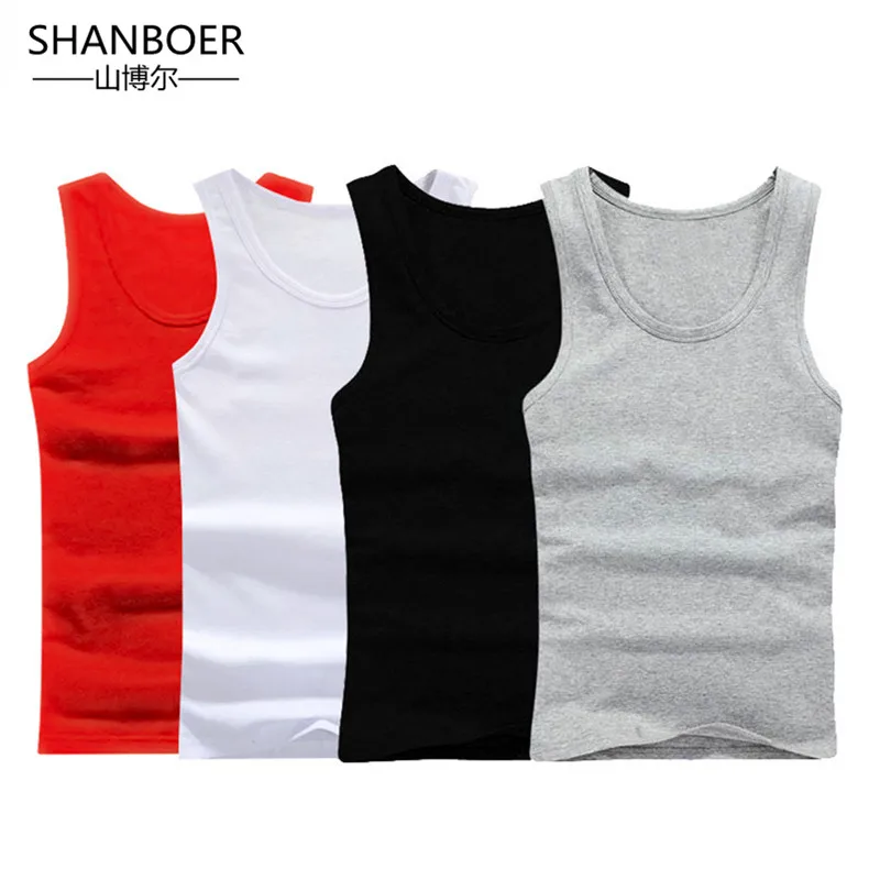 

2018 New Men's Close-fitting Vest Fitness Elastic Casual O-neck Breathable H Type All Cotton Solid Undershirts Male Tanks