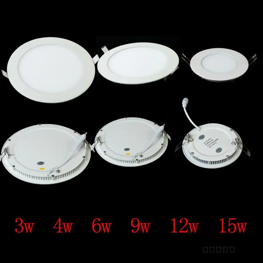 

3W 6W 9W 12W 15W 25W Led Ceiling Recessed Downlight Round Panel light 1800Lumen Led Panel Bulb Lamp Light + Drivers