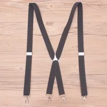 Мужские подтяжки черного цвета с 4 клипсами для мужчин, 2,5 см, женские брюки с регулируемыми подтяжками, серые, кофейные, черные, 2,5*100 см