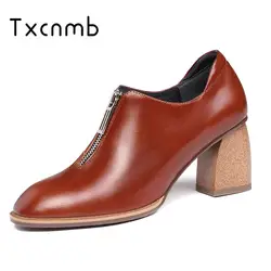 TXCNMB/2019 г.; Весенняя женская обувь на платформе и высоком каблуке; женские туфли-лодочки с закрытым носком; Новые вечерние туфли из