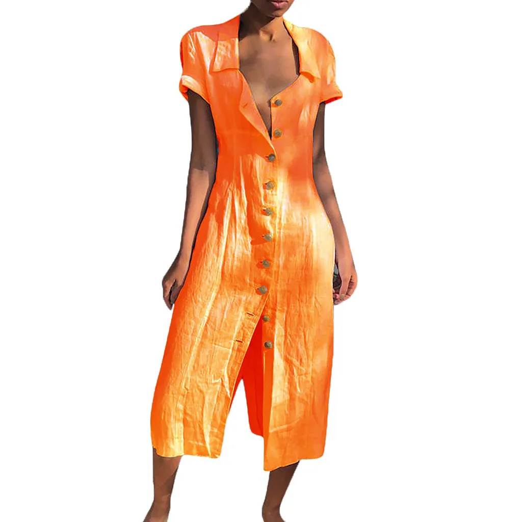 

JAYCOSIN women dresses Solid Dress Turn-down Collar Casual Pocket female Button Dress Solid Casual vestidos dropshipping 523W