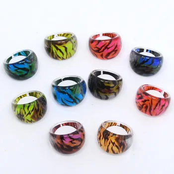 

Leopard grain ring Translucent tiger print round head children's ring small gift mix design