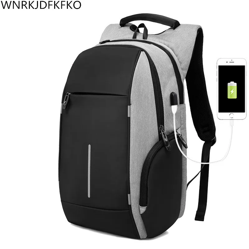 New Oxford Cloth Backpack Mens 20 inch Laptop Backpack External USB ...