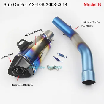 

ZX10R Blue Exhaust Set Slip On For Kawasaki ZX-10R Motorcycle Exhaust Muffler with Middle Link Pipe Laser Marking 2008 - 2014