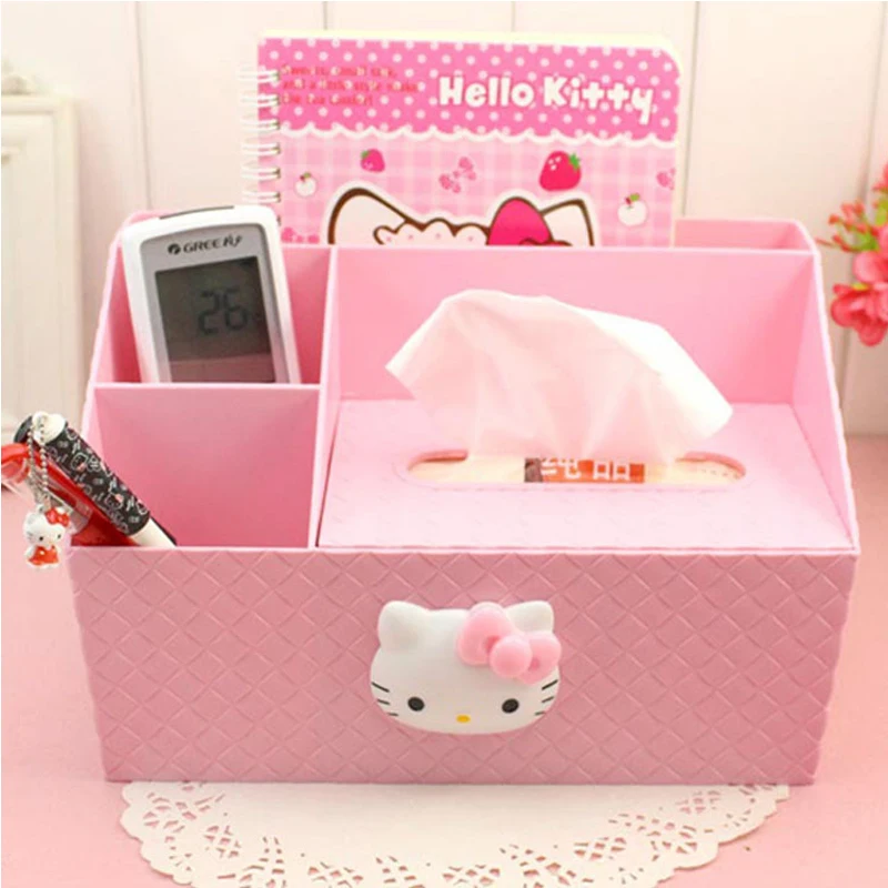

Kitty Storage Tissue Box Desktop Multifunctional Cover Accessories Home Storage Organization Makeup Organizer $