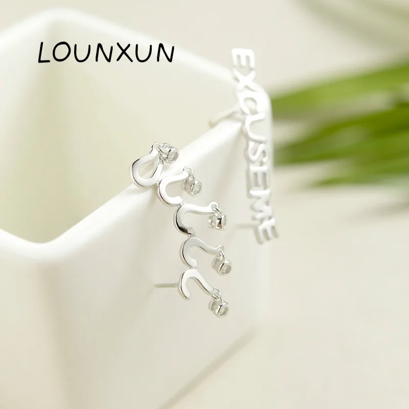 

high quality Koreanfashion Wild 925 silver personality letter Stud earring birthday present Girl Alternative jewelry Accessories