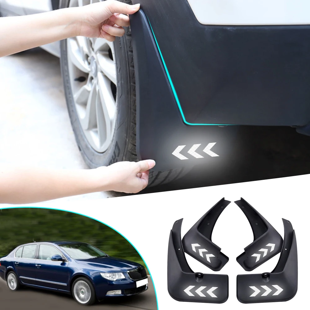 

Car Front Rear Fender Mud Flaps Reflective Mudflaps Splash Guards For Skoda Superb 2 2008 2009-2015 Auto Mudguards Accessories