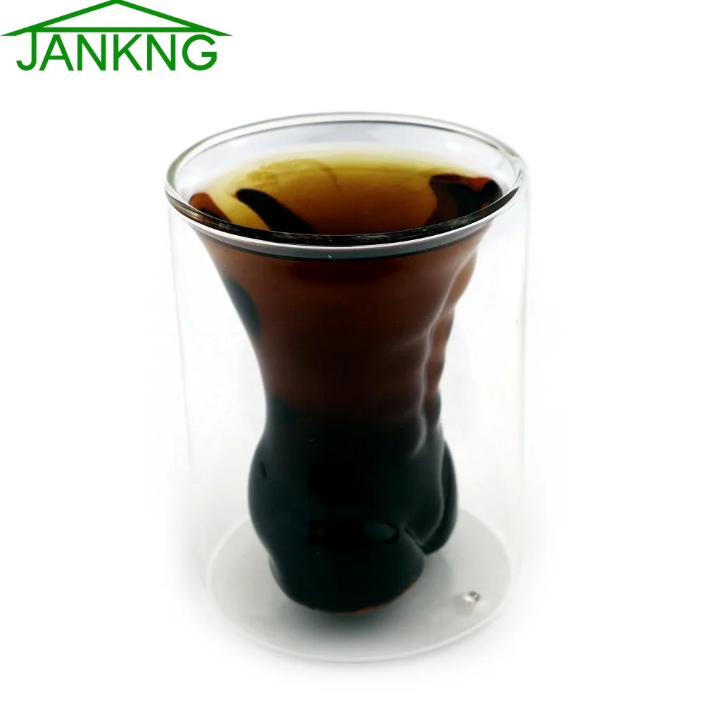 JANKNG 1Pcs Double Wall Glass Cup Muscle Man Novelty Handsome Man Mugs