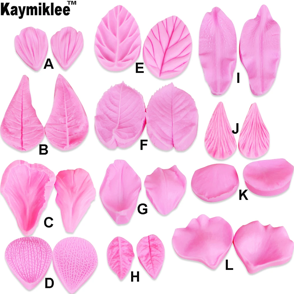 C211 24pcs/Set Leaf Flower Petal Silicone Mold Form Cake Decorating