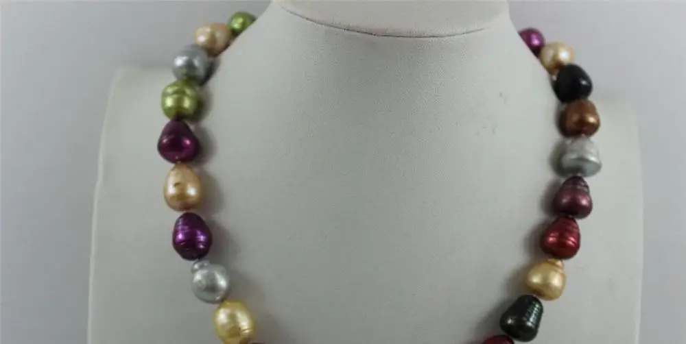 

Multi colors Freshwater pearl necklace 10x12mm-13x16mm 17.5INCH "handmade"Alloy a(5.18)