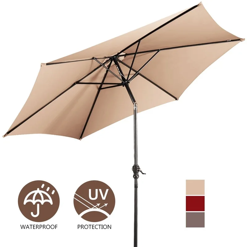 Giantex 10 Ft 6 Ribs Patio Umbrella With Crank High Quality Steel Tilt Sun Tent Rain Shelter Uv Protection Beach Umbrella Aliexpress