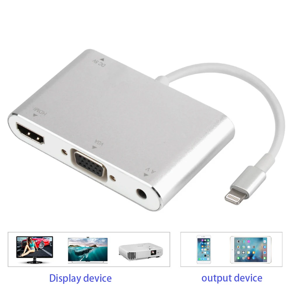 For Lighting To HDMI VGA Cable for IPhone To HDMI Audio TV AV Adapter