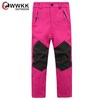 

WWKK Men Women Thick Warm Fleece Softshell Pants Fishing Camping Hiking Skiing Child Trousers Waterproof Windproof 2019 New Pant