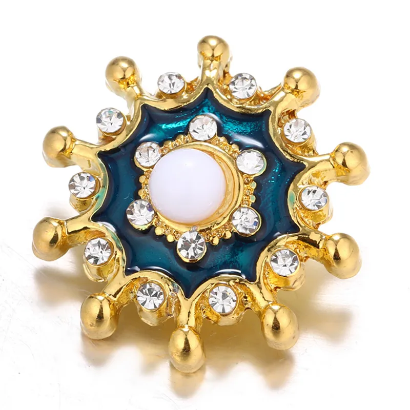 

Fashion beauty Rhinestone Golden Oil Flower 30MM metal snap buttons fit DIY 18mm snap jewelry wholesale KZ3300