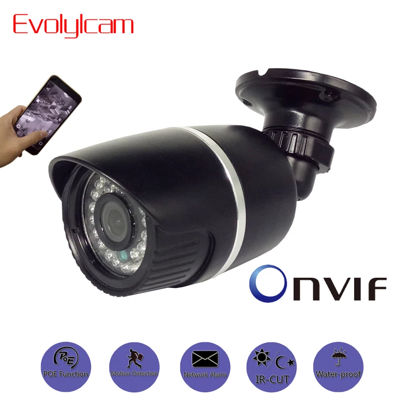 

Evolylcam POE 720P 1MP/ 960P 1.3MP/ 1080P 2MP HD IP Camera P2P Onvif Network Alarm IR CCTV Camera Outdoor Surveillance Bullet