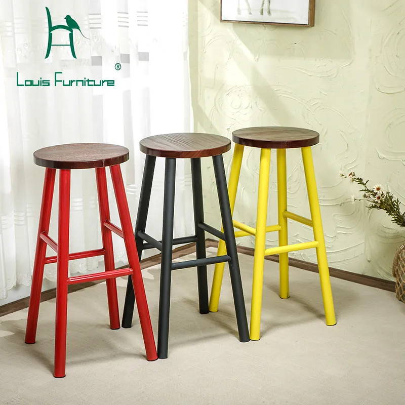 Луи моды барные стулья гладить твердой древесины высокого современный минималистский стул