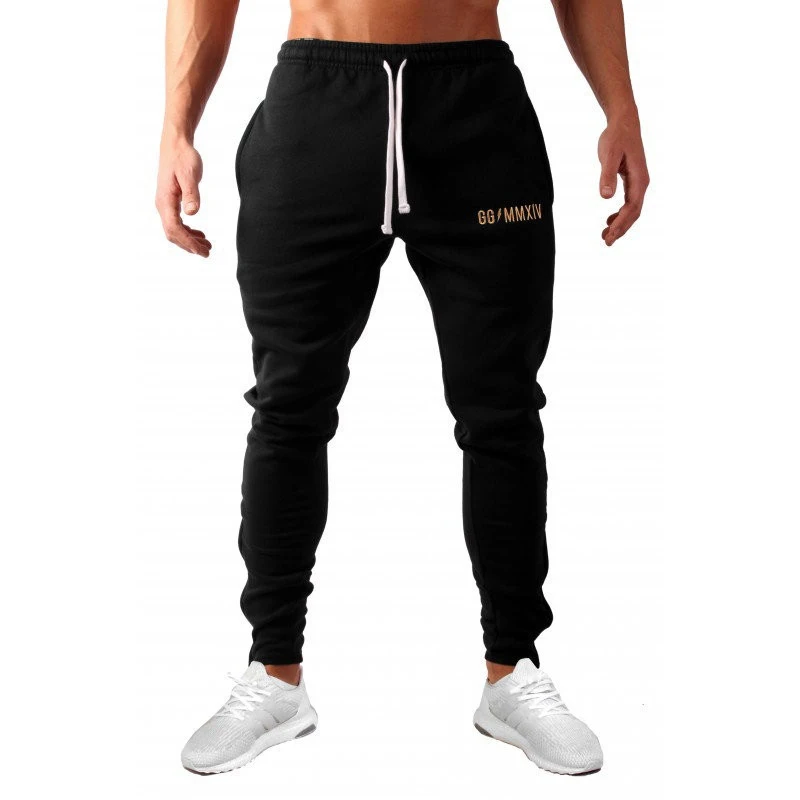 Мужские зимние длинные брюки из хлопка, мужские спортивные брюки для фитнеса, повседневные Модные тренировочные брюки, штаны для бега, обтягивающие брюки - Цвет: black 1 gg