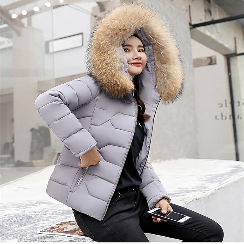 Veste Court 2018 Femmes Coton D'hiver À Épaississement Rembourré pu Survêtement Manteaux Capuchon rose Chaud blanc Noir gris Lâche Parkas New Ciel Femelle rE5xqIr