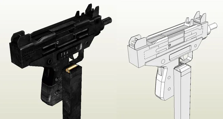 УЗИ пистолет Бумажная модель оружие огнестрельное оружие 3D стерео ручной работы чертежи Военная бумага сборная игрушка