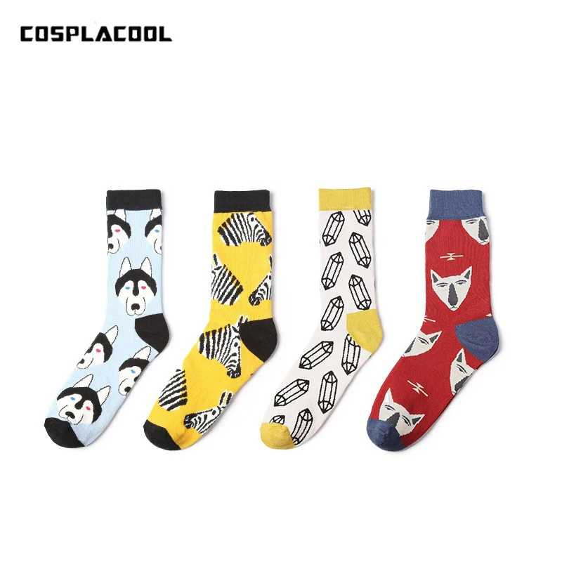 

[COSPLACOOL]Pug/Pen Pattern Happy Socks Men British Style Skateboard Hip Hop Socks Harajuku Sokken Unisex Calcetines Hombre