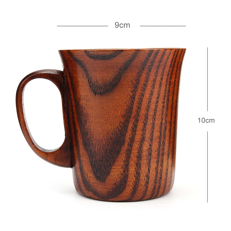 300ml Vintage Coffee Mug Natural Wood Coffee Tea Cup Large Wooden Cups Office Travel Beer Mug Gifts Wooden Utensils Drinkware (4)