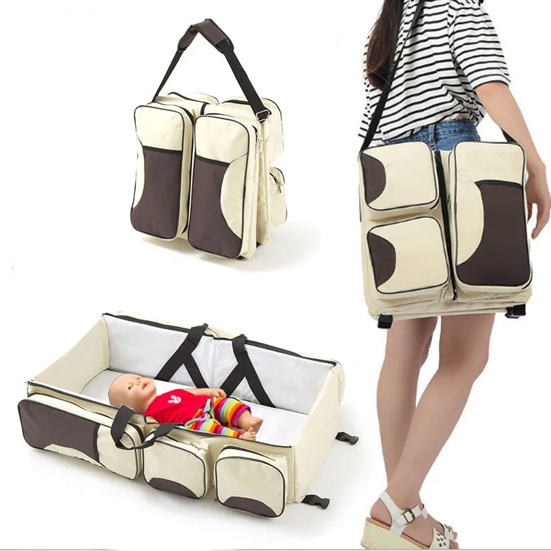 Multi-function Portable Folding Baby Travel Crib Bed Two Using Mummy Packing Bag For Newborns Safet