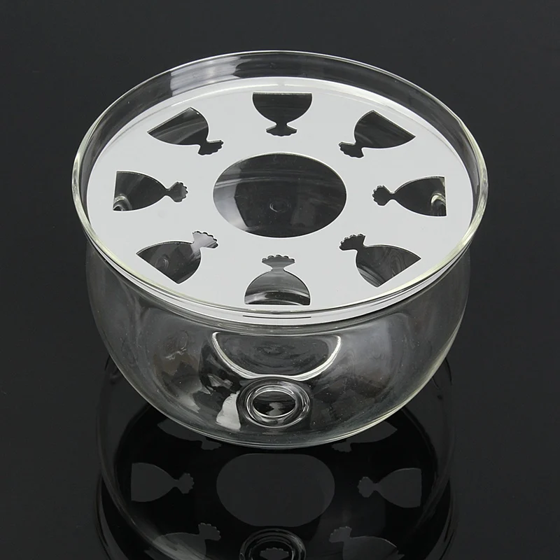 Round Clear Glass Heat Resisting Teapot Warmer Insulation Base Candle