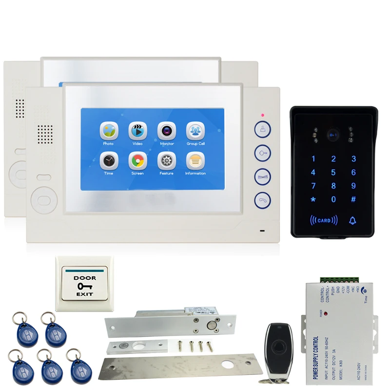 JEX 7`` LCD Video Door Phone Doorbell Intercom system Kit 2 Voice/Video Record Monitor +700TVL Waterproof Password RFID Camera JEX 7`` LCD Video Door Phone Doorbell Intercom system Kit 2 Voice/Video Record Monitor +700TVL Waterproof Password RFID Camera