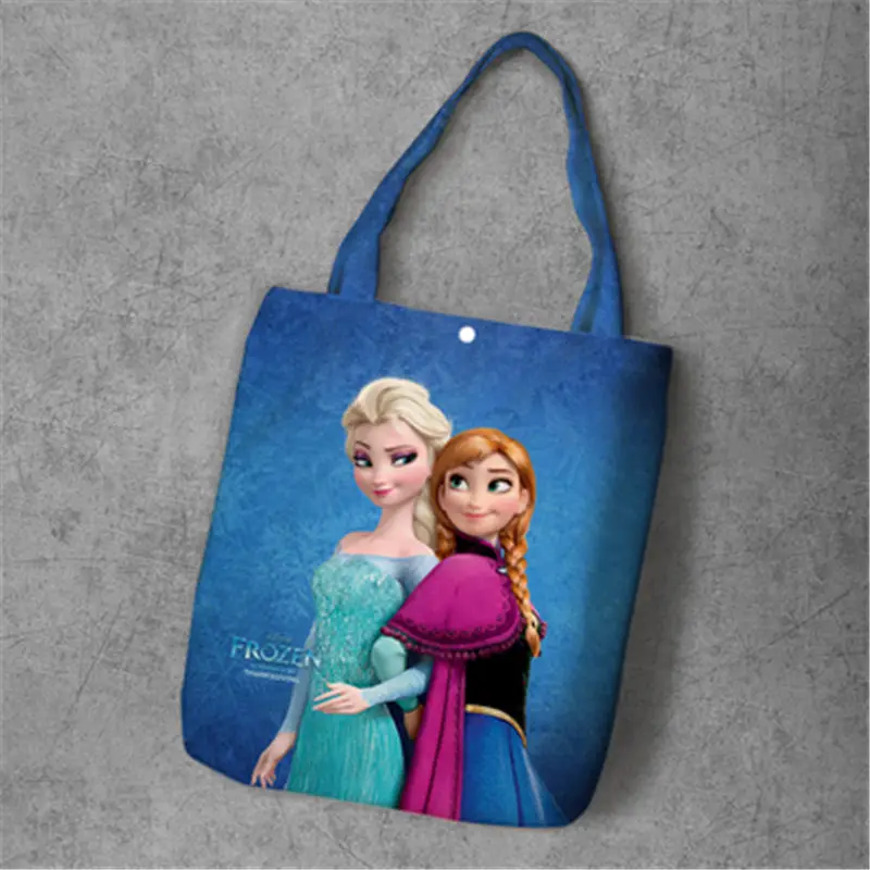 Disney мультфильм сумочка с принцессой Экологическая сумка шопинг Холодное сердце Эльза и Анна сумка тканевая через плечо сумка - Цвет: Черный