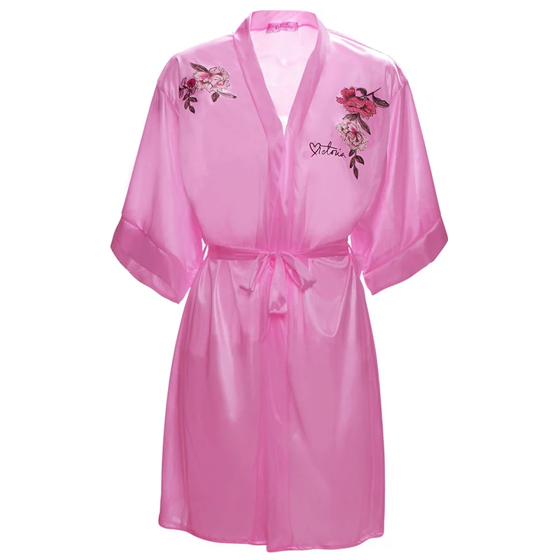 Fashion Rayon Silk Night Robes Embroider Dressing Gown or Sleep Wear Lingerie for Ladies Girls Bridesmaid Bathrobe | Женская одежда