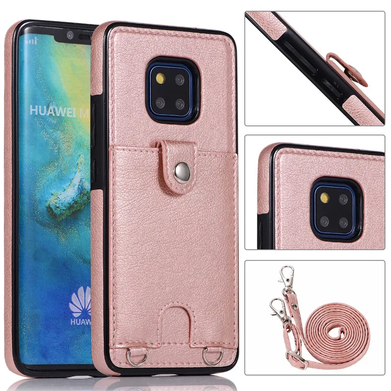 Чехол Кошелек из искусственной кожи с ремешком на плечо для карт huawei mate 20 pro lite p40