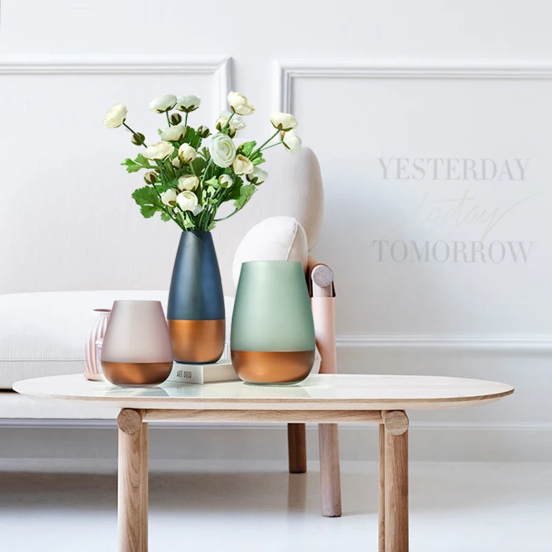 

Colored glass vase Crafts terrarium glass containers flower vases for homes wedding decoration jarrones decorativos moderno