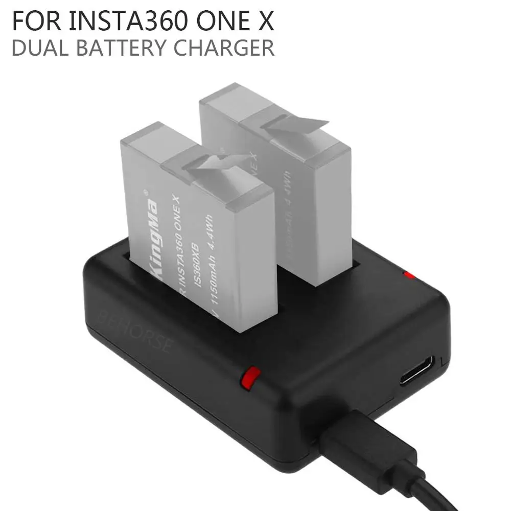 

Insta360 ONE X Battery Charger Replacement Dual USB Charger for Insta360 ONE X Battery Support Micro and Type-c Power Input