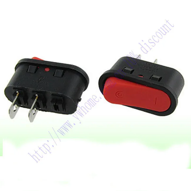 

New 5X Red Button 2 Pin SPST on Off Rocker Switch AC 6A 250V 10A 125V KCD10 101