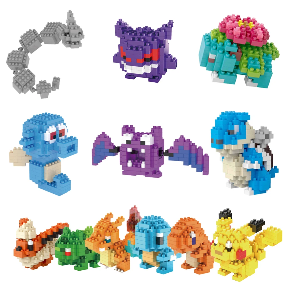 

Moster Go Action Figures Model Toys Pikachu Charmander Bulbasaur Squirtle Eevee Child gift 9+ Anime Building Blocks