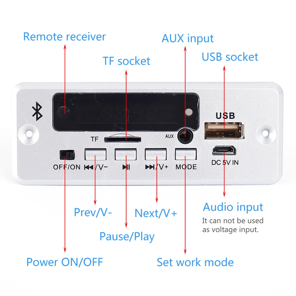 Модуль fm-приемника 5 в MP3 декодер плата Bluetooth AUX вход дистанционное управление Поддержка TF карта u-диск без потерь аудио