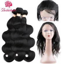 Beauhair 360 Lace Frontal with Bundle Brazilian Body Wave Human Hair Weave 3 Bundles Pre Plucked Frontal Closure Products