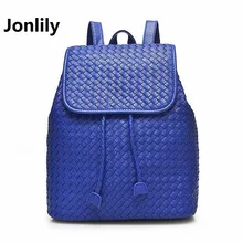 Jonlily Women Genuine Leather Backpack weave School Bags For Girls Korean Backpacks Student Bookbag Mochilas Femininas LI-1392