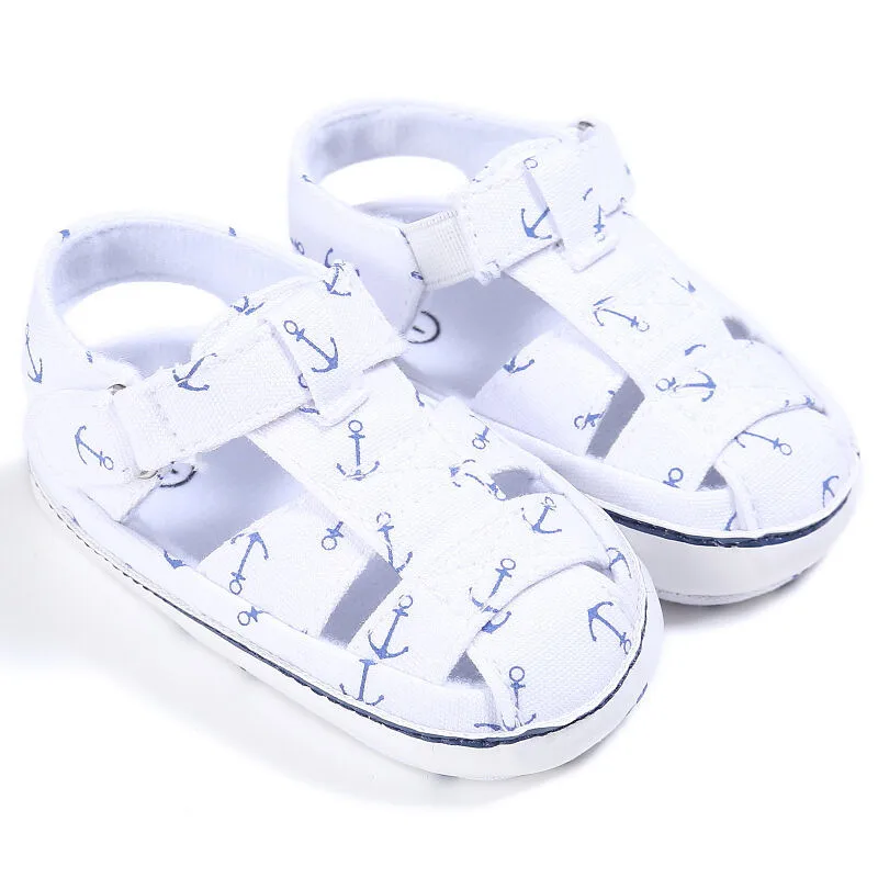 Туфли для новорожденных девочек и мальчиков; летняя повседневная обувь; сандалии; 3 цвета; хлопковая мягкая детская обувь с принтом; 0-12 месяцев