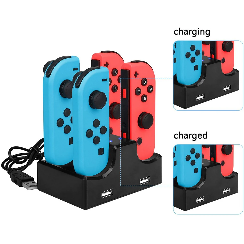 4 в 1 док-станция для зарядки с 2-Порты и разъёмы USB хаб для Nintendo Switch Joy-Con