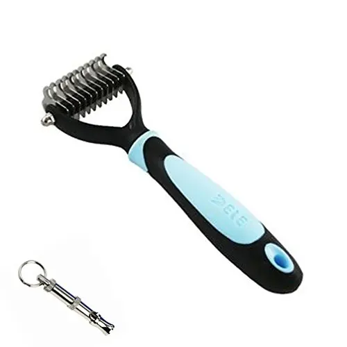 Professional Pet Dog Cat Hair Grooming Undercoat Rake Comb Mat Breaker Dematting Tool with 11 Blades Free Gift Whistle Included |